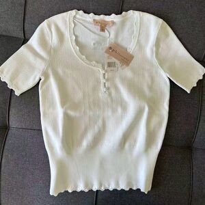 Philosophy White Textured Short Sleeve Top